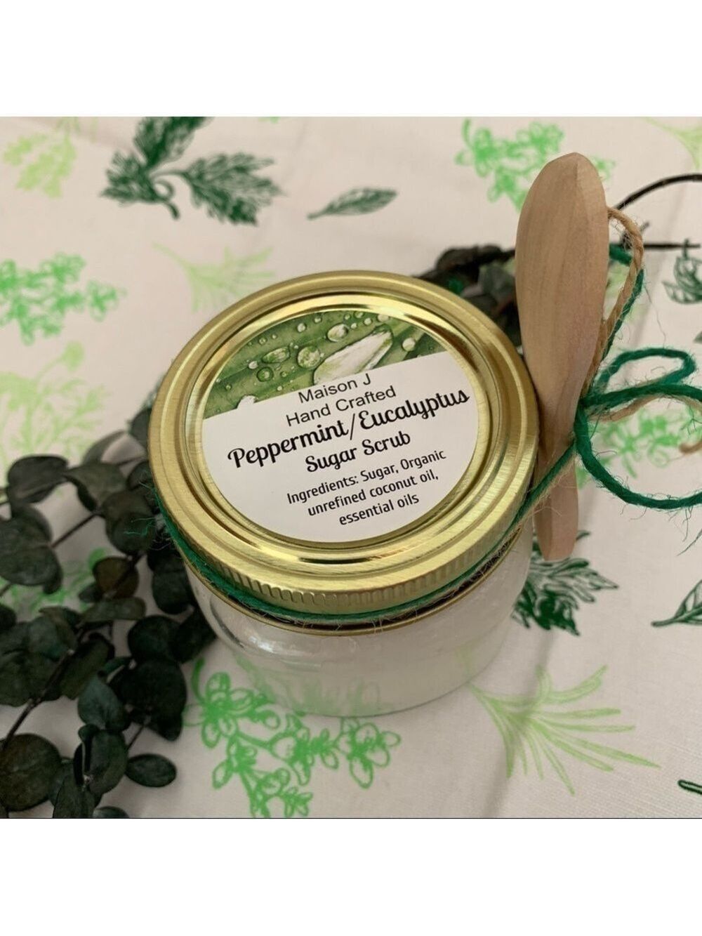 Hand Crafted Peppermint Eucalyptus Scrub Exfoliating Moisturizes Clean Beauty